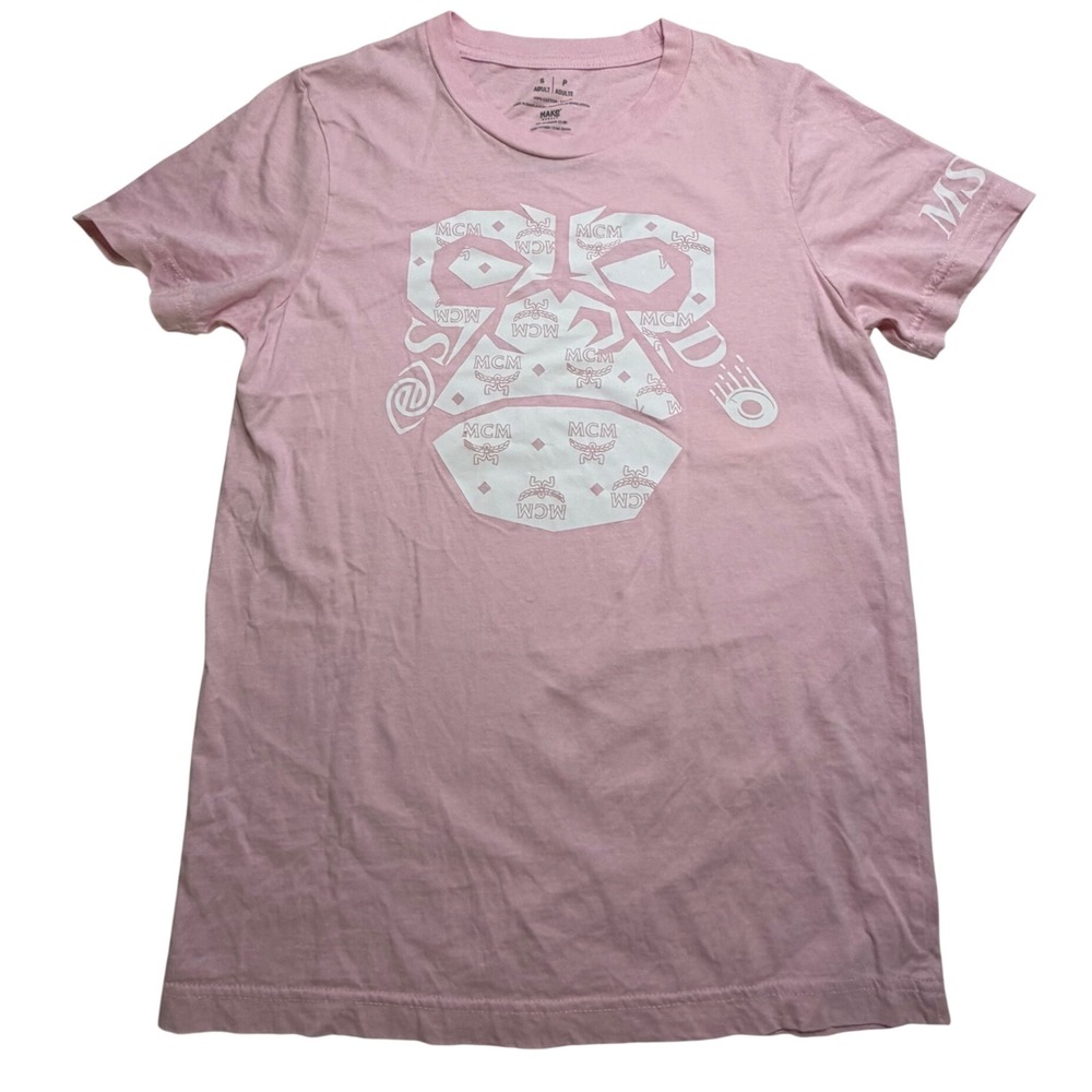 Make Market Pink Graphic Gorilla Monogram T-Shirt Small Cotton Streetwear Tee